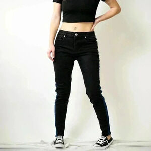 Roebuck & Co. R1893 Black Tapered Leg Stripe Skinny Jeans - 8
